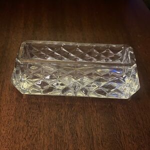 Clear Cut Glass Rectangular Business Card Holder, like new